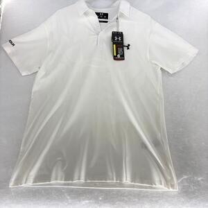 NWT Under Armour Men's UA HeatGear Printed Loose Fit Golf Polo 3XL White